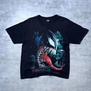Y2K Stussy Venom Marvel Black graphic t shirt